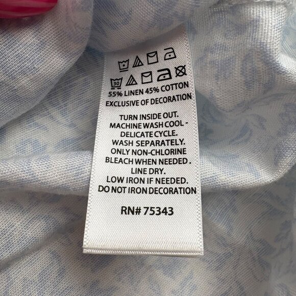 Joie Women's size Medium Blouse Long Sleeve Pullover light blue floral boho - Picture 3 of 6